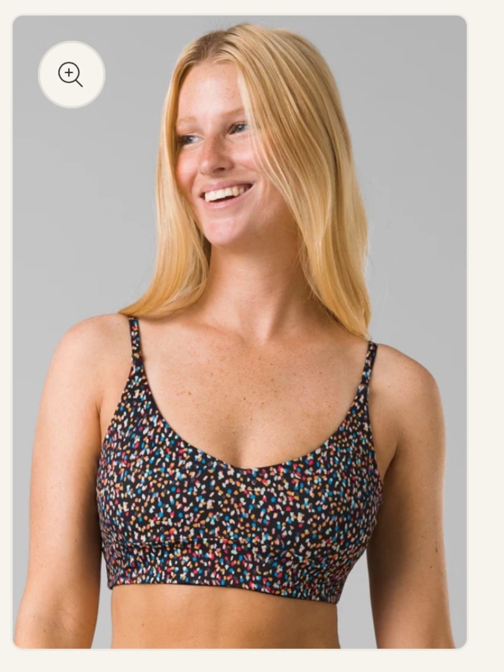 Prana Black Multi-Color Print Bikini Top. Size M